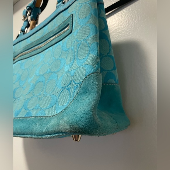 *Vintage* Teal Canvas/Suede Leather Purse - Picture 7 of 16